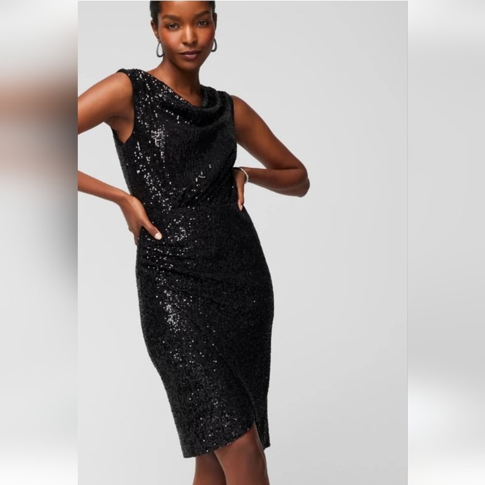 TADASHI SHOJI SEQUINS SLEEVELESS FORMAL DRESS SILK BLACK WOMENS SIZE 12 - Picture 1 of 10